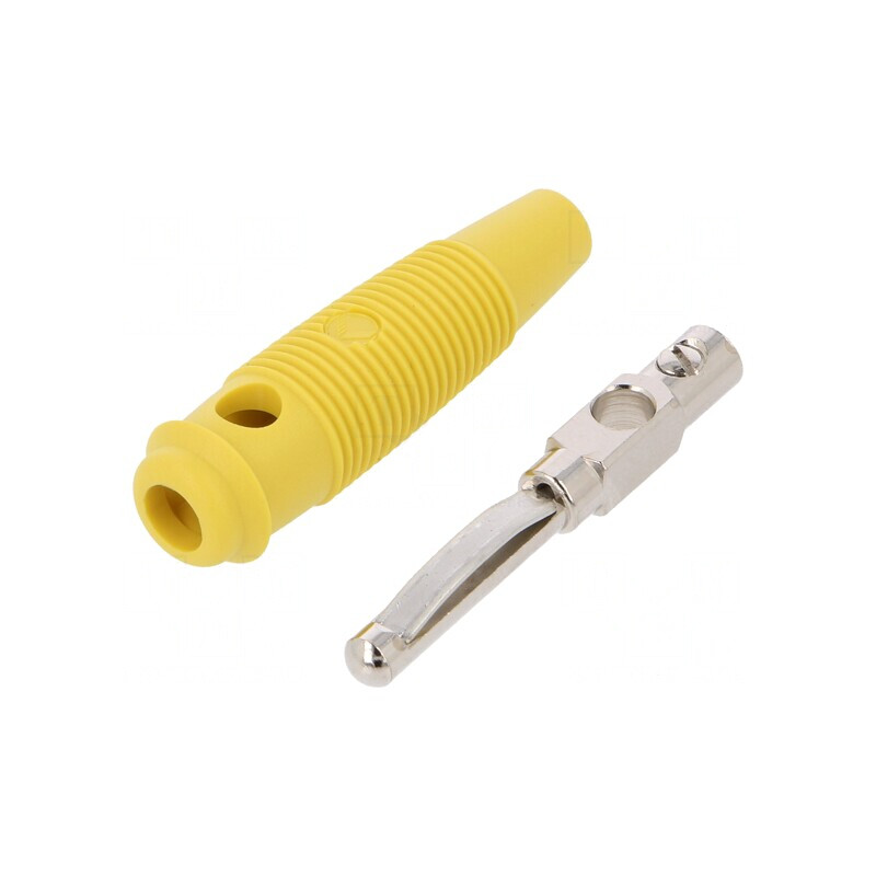 Mufă banană galbenă 4mm 16A 60VDC nichelat | Electronic-mag.ro | Componente Electronice