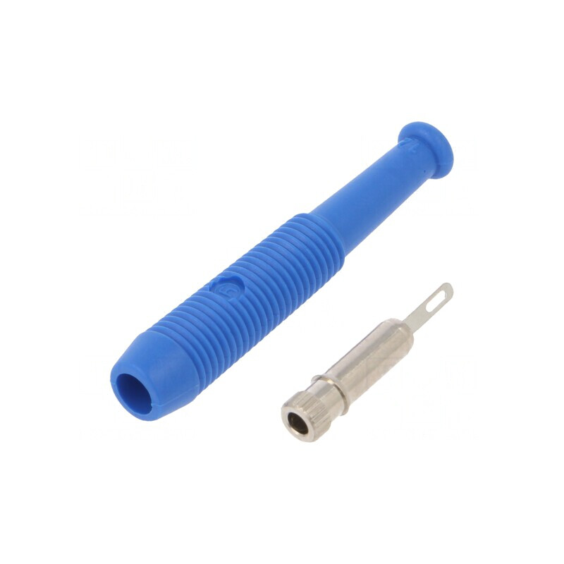 Soclu Banană 2mm Albastru pe Cablu 6A 60VDC 39mm | Electronic-mag.ro | Componente Electronice