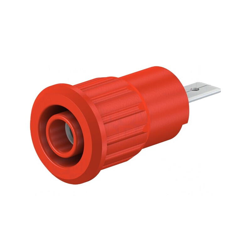 Soclu banană 4mm roșie 24A 1kV nichelat alamă | Electronic-mag.ro | Componente Electronice