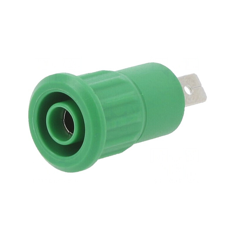 Soclu banană 4mm verde nichelat 24A 1kV | Electronic-mag.ro | Componente Electronice