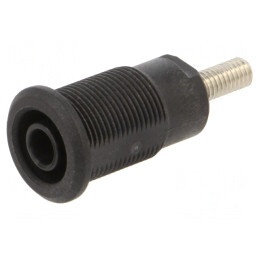 Soclu Banană 4mm 32A Negru Nichelat 33mm | Electronic-mag.ro | Componente Electronice