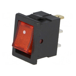Întrerupător Rocker SPST ON-OFF 3A/250V cu Lampă Neon Roșie | Electronic-mag.ro | Componente Electronice
