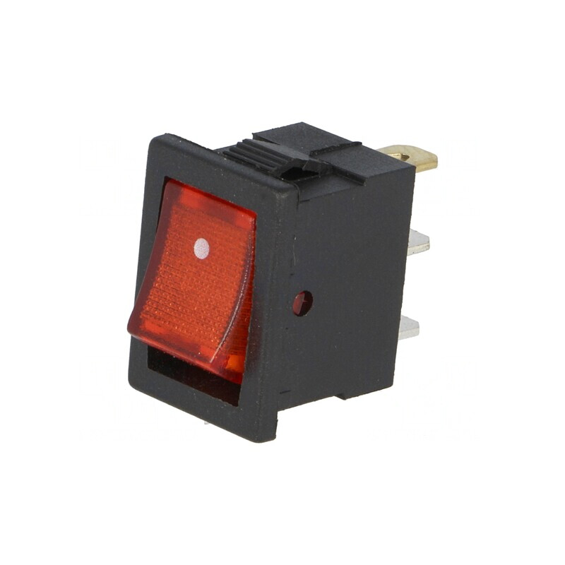 Întrerupător Rocker SPST ON-OFF 3A/250V cu Lampă Neon Roșie | Electronic-mag.ro | Componente Electronice
