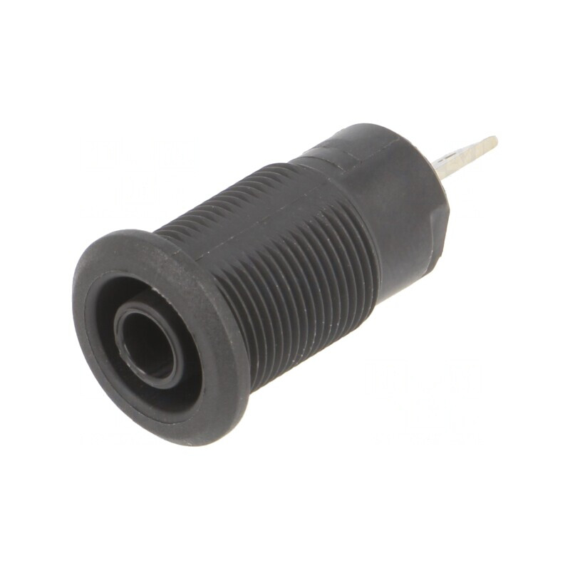 Soclu Banană 4mm 24A 1kV Negru Nichelat Ø12,2mm | Electronic-mag.ro | Componente Electronice