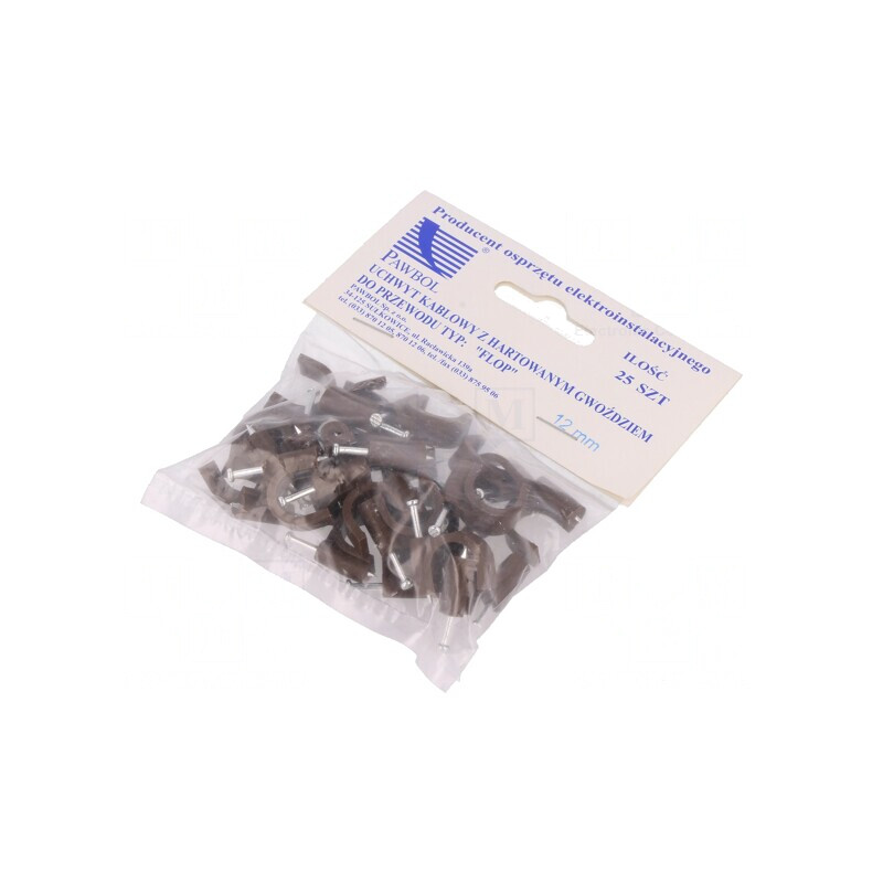 Suport cablu rotund maro 12mm, 25 buc | Electronic-mag.ro | Componente Electronice