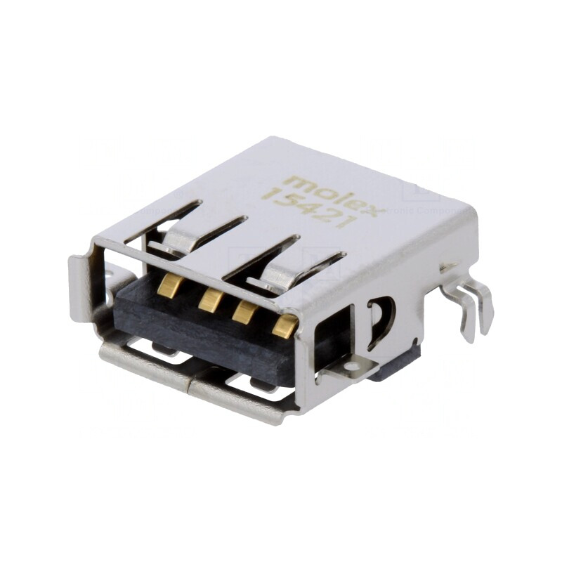 Soclu USB A PCB THT 90° USB 2.0 Aurit | Electronic-mag.ro | Componente Electronice