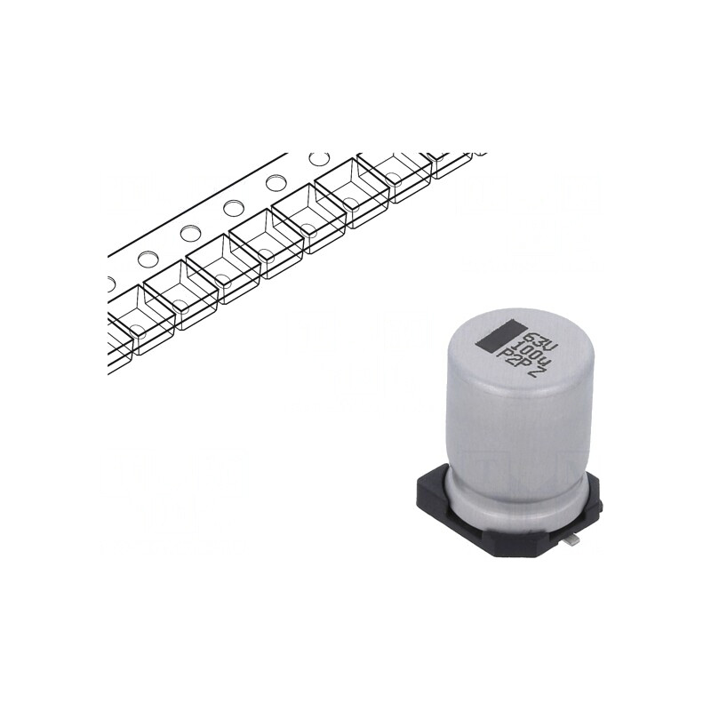 Condensator Electrolitic SMD 100uF 63V 10x10x14mm ±20% | Electronic-mag.ro | Componente Electronice