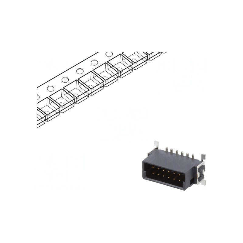 Conector PCB-PCB Tată 12 PIN 1,27mm Termoplast 55-125°C | Electronic-mag.ro | Componente Electronice