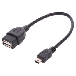 Cablu OTG USB 2.0 A la Mini B 0.2m Negru | Electronic-mag.ro | Componente Electronice