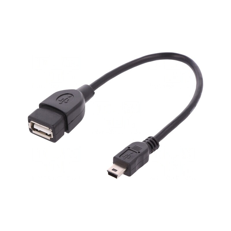 Cablu OTG USB 2.0 A la Mini B 0.2m Negru | Electronic-mag.ro | Componente Electronice