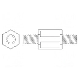 Piuliță Distanțieră Filetată M6 Hexagonală 25mm | Electronic-mag.ro | Componente Electronice
