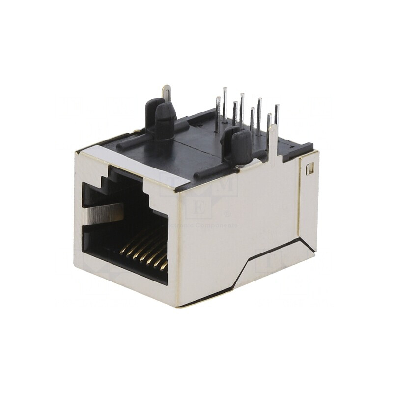 Soclu RJ45 Cat 5 Ecranat 8p8c THT în Unghi | Electronic-mag.ro | Componente Electronice