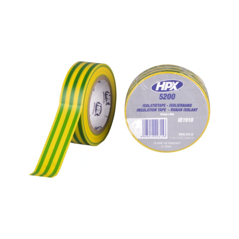 Bandă electroizolantă galben-verde 19mm x 10m | Electronic-mag.ro | Componente Electronice