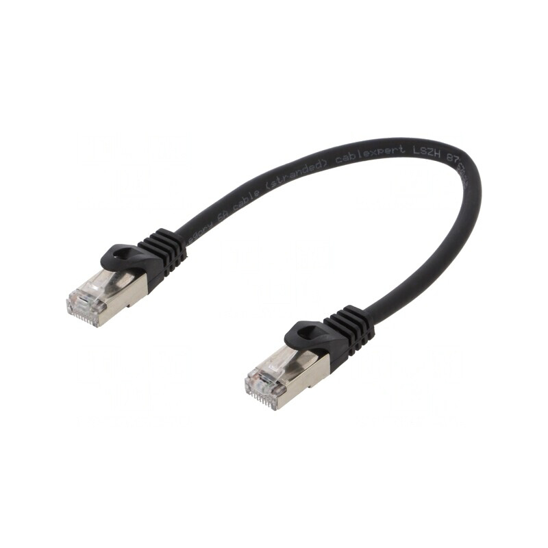 Patch Cord S/FTP Cat 6a Negru 0.25m 27AWG | Electronic-mag.ro | Componente Electronice