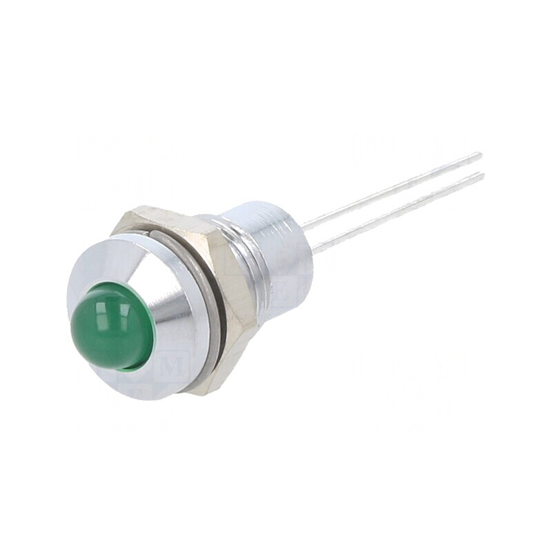 Lampă LED Verde 2,2V Ø8mm Metal 2 Pin | Electronic-mag.ro | Componente Electronice