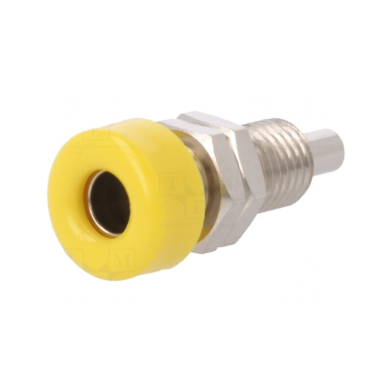 Soclu Banană 4mm 32A Galben Nichelat | Electronic-mag.ro | Componente Electronice
