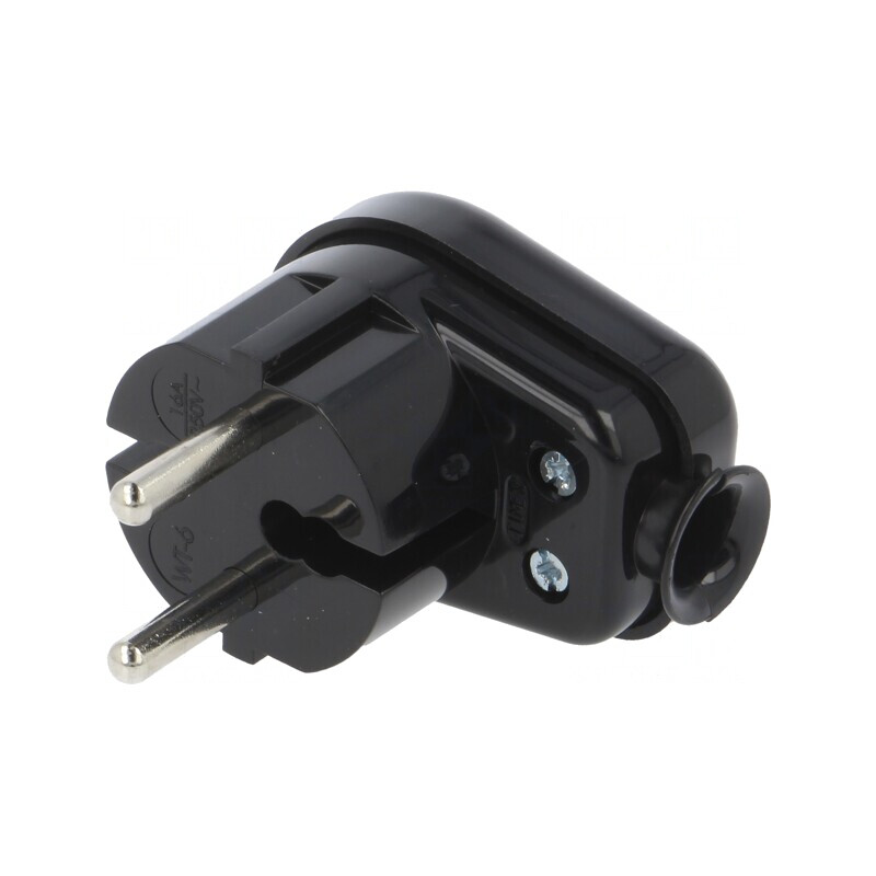 Conector Alimentare AC Tată 2P 250V 16A Negru | Electronic-mag.ro | Componente Electronice