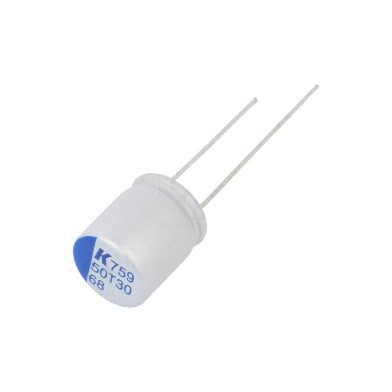 Condensator Polimeric Low ESR 68uF 50V 32mΩ THT | Electronic-mag.ro | Componente Electronice