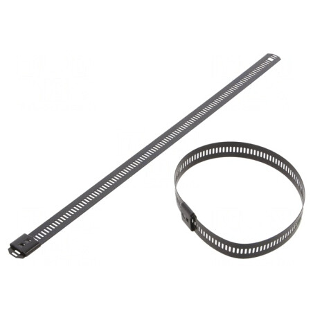 Colier de strângere perforat negru 250mm x 12mm | Electronic-mag.ro | Componente Electronice