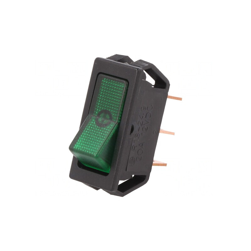 Întrerupător Basculant ON-OFF 20A/12V Verde cu Lampă Neon | Electronic-mag.ro | Componente Electronice