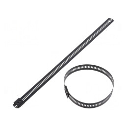 Colier de strângere negru perforat 225mm x 12mm | Electronic-mag.ro | Componente Electronice