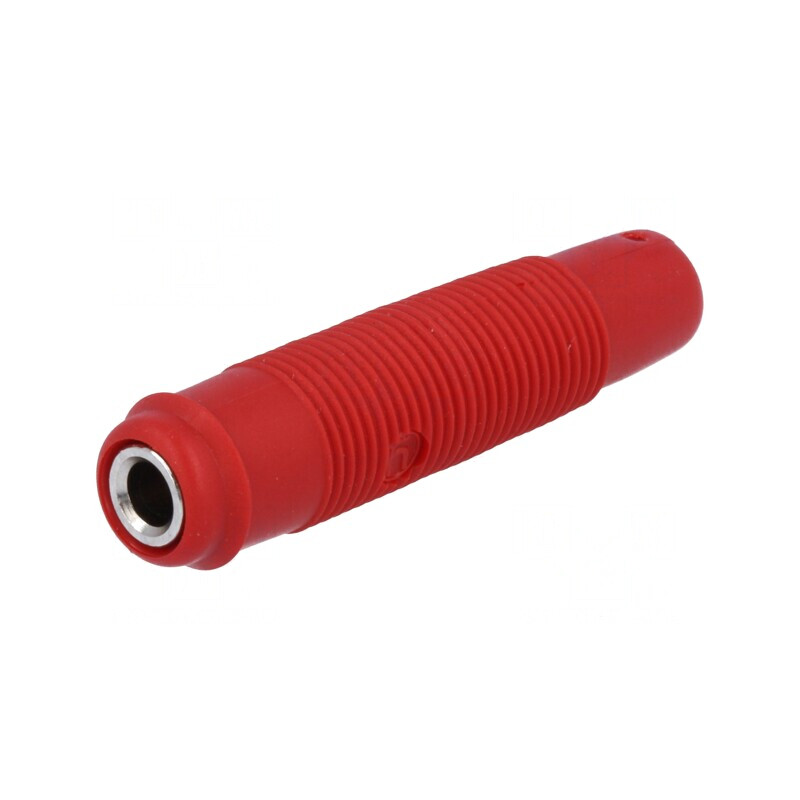Soclu Banană 4mm 16A 60VDC Roșu Nichelat pe Cablu | Electronic-mag.ro | Componente Electronice