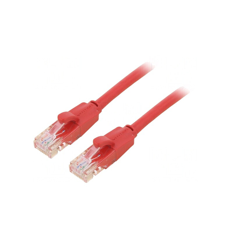Patch cord U/UTP 6 PVC roșu 1m 8 fire aurit | Electronic-mag.ro | Componente Electronice