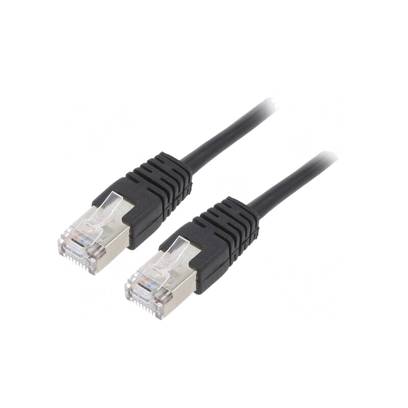 Patch Cord F/UTP Cat5e Negru 1m Ecranat | Electronic-mag.ro | Componente Electronice