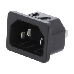 Conector Alimentare AC Soclu Tată 10A 250V IEC 60320 | Electronic-mag.ro | Componente Electronice