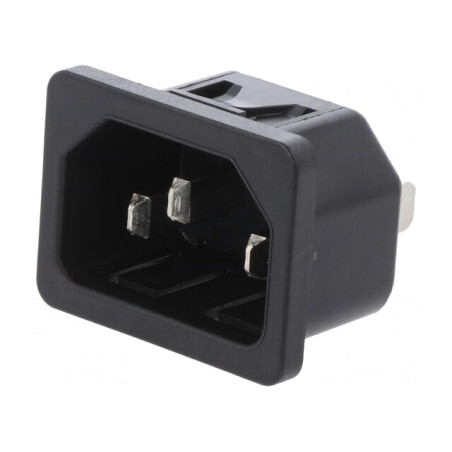 Conector Alimentare AC Soclu Tată 10A 250V IEC 60320 | Electronic-mag.ro | Componente Electronice