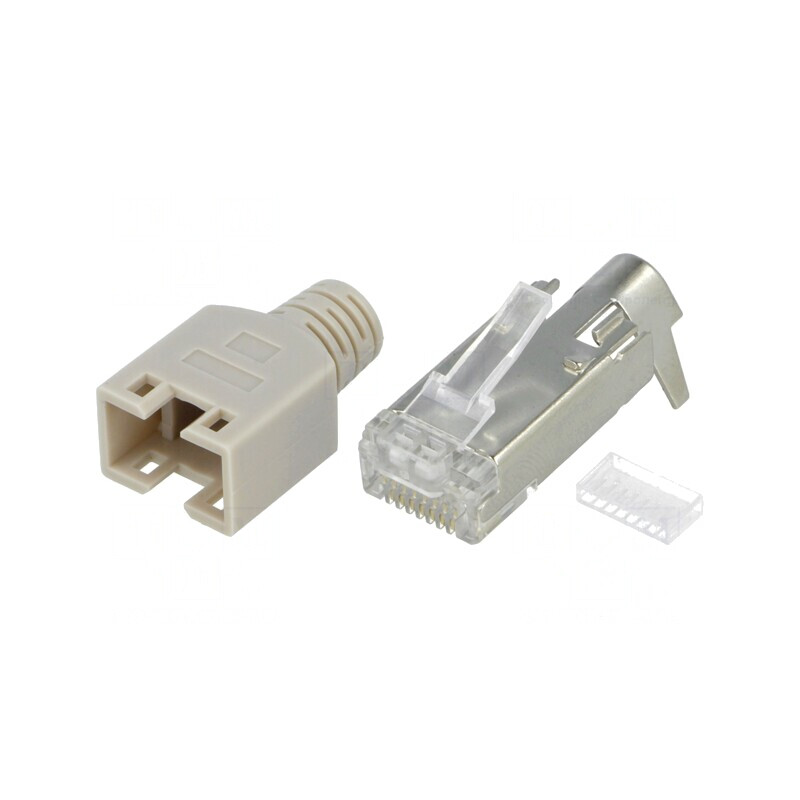 Mufă RJ45 8P8C Ecranată Gri cu Manșon Aurit | Electronic-mag.ro | Componente Electronice Mufă RJ45 8P8C Ecranată Gri cu Manșon Aurit | Electronic-mag.ro | Componente Electronice