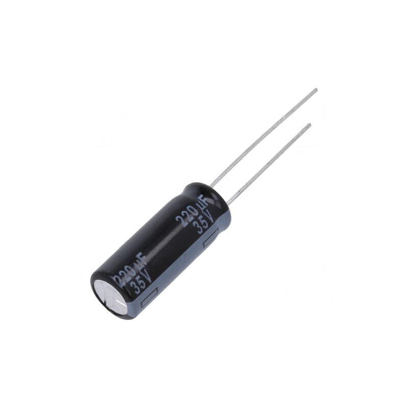 Condensator Electrolitic THT 220uF 35V Ø8x20mm Raster 5mm | Electronic-mag.ro | Componente Electronice