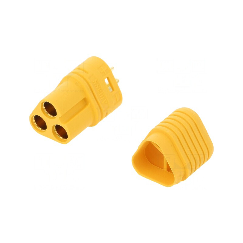 Mufă alimentare DC MT60 3 pini galbenă pe cablu | Electronic-mag.ro | Componente Electronice
