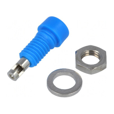 Soclu banană 2mm 10A 60VDC 17mm Albastru | Electronic-mag.ro | Componente Electronice
