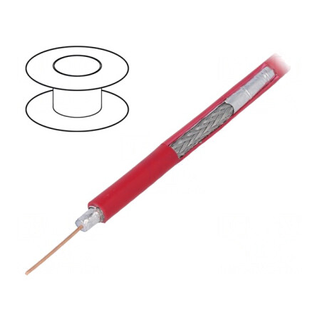 Cablu coaxial RG59 Cu PVC roșu 100m 6,1mm | Electronic-mag.ro | Componente Electronice