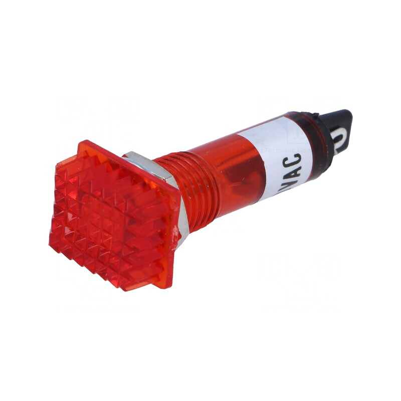 Lampă de control roșie 230VAC cu neon convex Ø10mm IP20 | Electronic-mag.ro | Componente Electronice