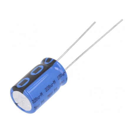 Condensator Electrolitic THT 220uF 50V Ø10x16mm Raster 5mm | Electronic-mag.ro | Componente Electronice