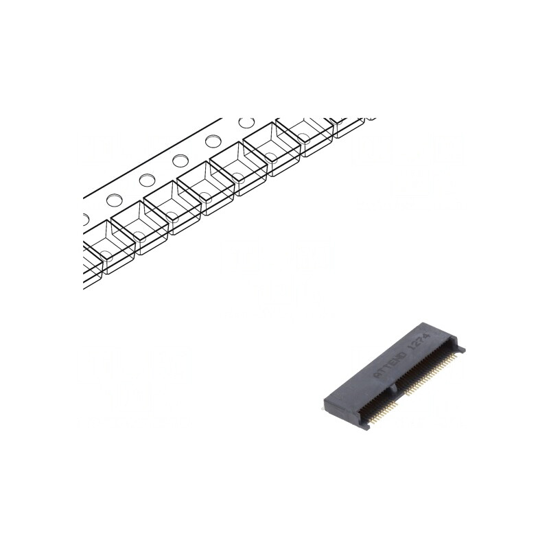 Conector M.2 (NGFF) Orizontal SMT Gold Flash PIN 67 0.5A | Electronic-mag.ro | Componente Electronice
