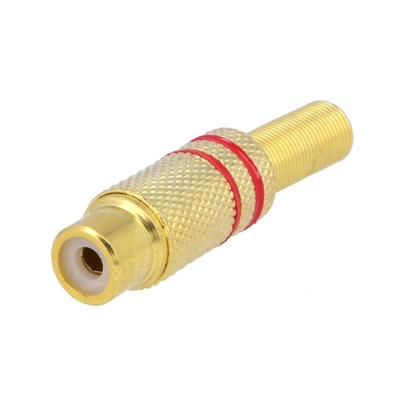 Mufă RCA Mamă Aurită cu Manson Drept 5mm | Electronic-mag.ro | Componente Electronice