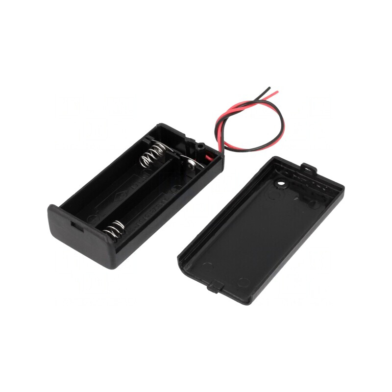 Suport Baterii AA cu Cabluri Negre 150mm | Electronic-mag.ro | Componente Electronice