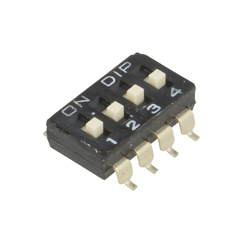 Comutator DIP-SWITCH 4 Secțiuni SMT ON-OFF 0,1A 50VDC | Electronic-mag.ro | Componente Electronice