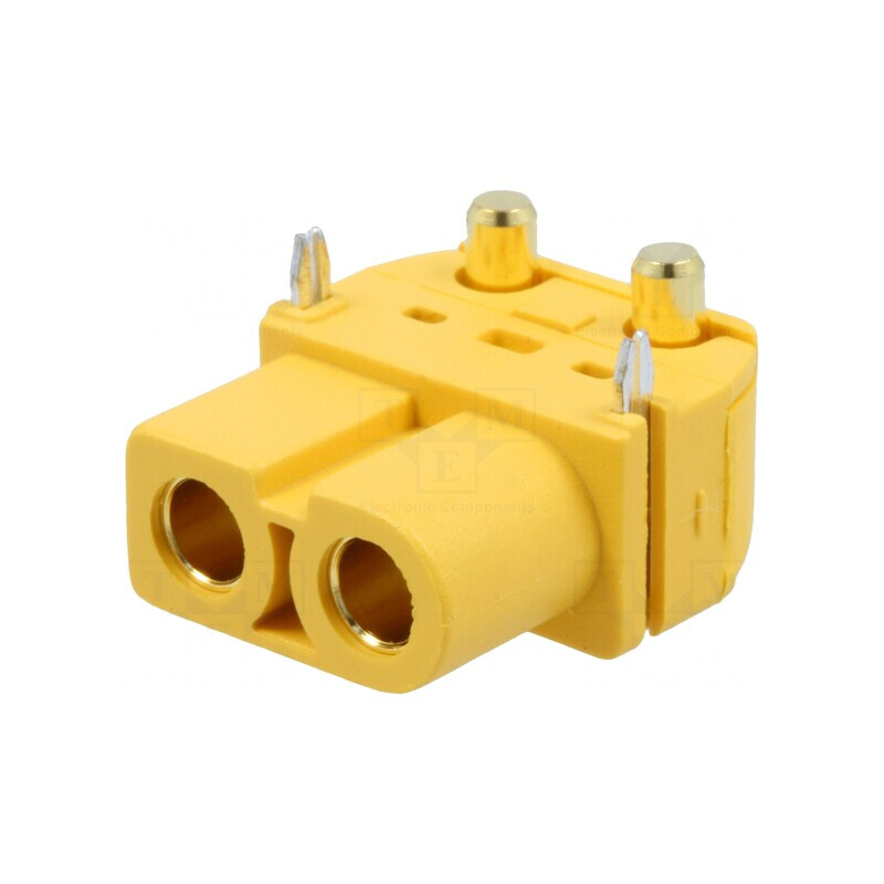 Conector Alimentare DC XT60 Mamă pentru PCB THT Galben | Electronic-mag.ro | Componente Electronice