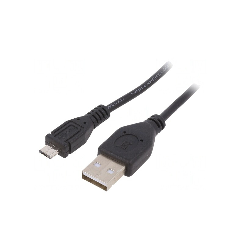 Cablu USB 2.0 A la Micro B Aurit 0,5m Negru | Electronic-mag.ro | Componente Electronice