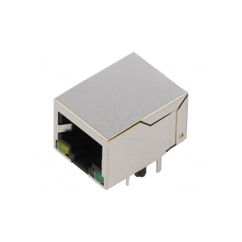 Soclu RJ45 Ecranat cu LED 8p8c THT | Electronic-mag.ro | Componente Electronice