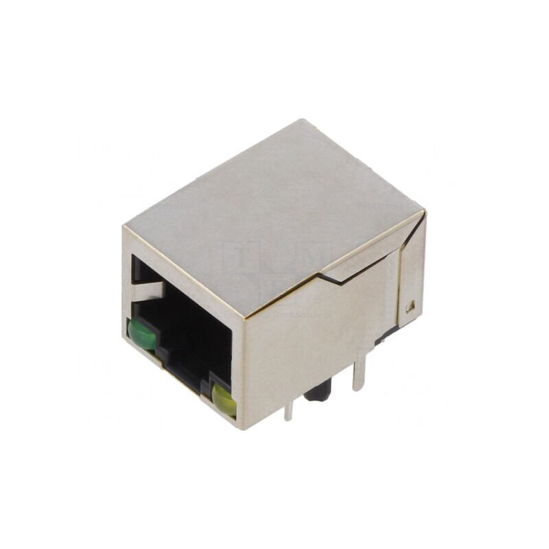 Soclu RJ45 8P8C ecranat cu LED | Electronic-mag.ro | Componente Electronice