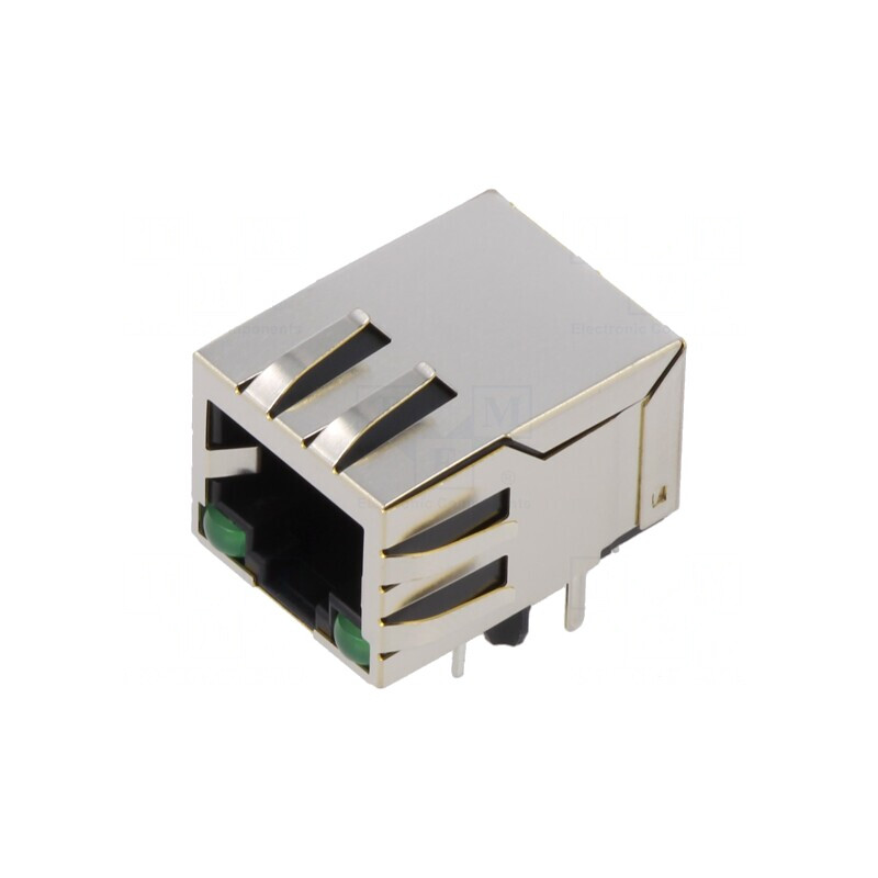 Soclu RJ45 Ecranat cu LED 8p8c THT | Electronic-mag.ro | Componente Electronice