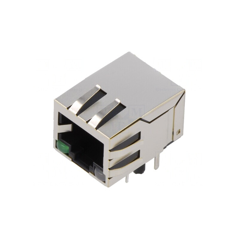 Soclu RJ45 Ecranat cu LED 8p8c THT | Electronic-mag.ro | Componente Electronice