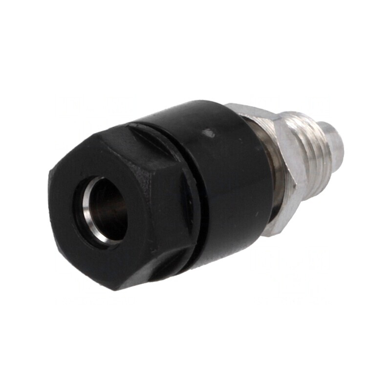 Soclu banană 4mm negru nichelat 36A 60VDC | Electronic-mag.ro | Componente Electronice
