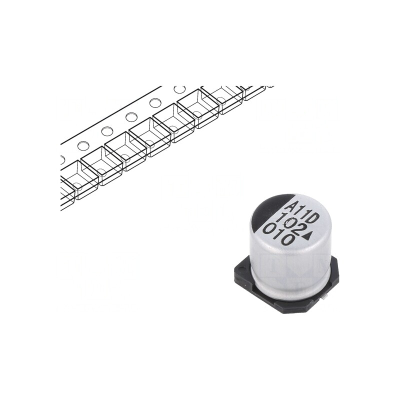 Condensator electrolitic SMD 1000uF 10V 10x10mm 5000h | Electronic-mag.ro | Componente Electronice Condensator electrolitic SMD 1000uF 10V 10x10mm 5000h | Electronic-mag.ro | Componente Electronice