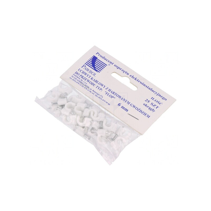 Suport Alb pentru Cablu Rotund 6mm - Set 25 Bucăți | Electronic-mag.ro | Componente Electronice